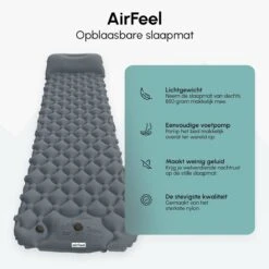 AirFeel Opblaasbaar Slaapmatje - Ingebouwde Pomp En Kussen - Lichtgewicht - 196 X 60 X 6cm - Gray -Beste Kampeer Winkel 1200x1200 1191