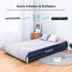 Sable Luxe Queen Size 2 Persoons Luchtmatras Met Ingebouwd Kussen, Opblaasbaar Luchtbed Met Ingebouwde Elektrische Pomp Voor Kamperen, Reizen Of Overnachtende Gasten Of Festival -Beste Kampeer Winkel 1200x1200 1283