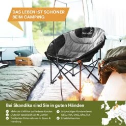 Skandika Moonchair Sirkka – Campingstoelen – Klapstoel – Vouwstoel – Kampeerstoel - Grote, Comfortabele, Campingstoel Opvouwbaar, Gepolsterd, Koelvak, Drinkhouder, Draaggreep En Draagtas, Antislipvoetjes - Max. 150 Kg – Zwart/grijs -Beste Kampeer Winkel 1200x1200 16