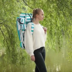 Strandstoel Met Afneembare Hoofdsteun, Draagbare Klapstoel, Campingstoel, Rugleuning Tot 180° Verstelbaar, Met Bekerhouder En Zijvak, Groene En Witte Strepen GCB62JW -Beste Kampeer Winkel 1200x1200 188