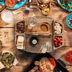 Merkloos Houten Outdoor Wijntafel Draagbare Houten Picknicktafel Mini Campingtafels Met Wijnglas Houder Voor Tuin Outdoor Camping Picknick Strand - Plataan Hout - Wijn -Beste Kampeer Winkel 1200x1200 27