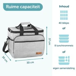 ForDig Koeltas XL Grijs (30 Liter) - Gemaakt Van 600D Polyester Met PEVA-Voering - Ruimte Voor 40 Blikjes Of 20 Halve Liter Flessen - Opvouwbaar Koel Tas Met Easy-Acces Flap - Ruimte Voor Bestek - Picknick Cool Bag - Coolerbag - Grote Cooler -Beste Kampeer Winkel 1200x1200 320