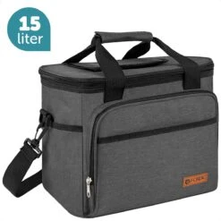ForDig Koeltas L Zwart (15 Liter) - Gemaakt Van 600D Polyester Met PEVA-Voering - Ruimte Voor 20 Blikjes Of 10 Halve Liter Flessen - Opvouwbaar Koel Tas Met Easy-Acces Flap - Ruimte Voor Bestek - Picknick Cool Bag - Coolerbag - Grote Cooler
