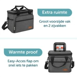 ForDig Koeltas L Zwart (15 Liter) - Gemaakt Van 600D Polyester Met PEVA-Voering - Ruimte Voor 20 Blikjes Of 10 Halve Liter Flessen - Opvouwbaar Koel Tas Met Easy-Acces Flap - Ruimte Voor Bestek - Picknick Cool Bag - Coolerbag - Grote Cooler -Beste Kampeer Winkel 1200x1200 461