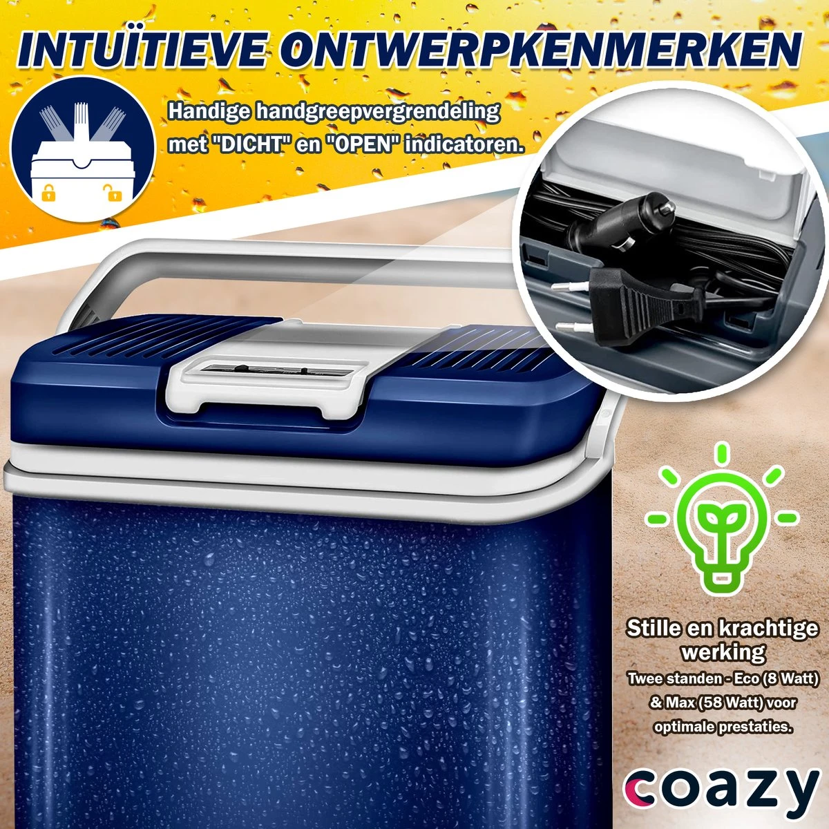 Coazy Koelbox 24L Elektrisch 12v 230 Volt - Met ECO Modus Voor Auto & Camping - Elektrische Frigobox Klein - Verkoelt En Verwarmt - Eco Modus - MiniBar - Electrische Mini Koelkast 4 Coazy Koelbox 24L Elektrisch 12v 230 Volt - Met ECO Modus Voor Auto & Camping - Elektrische Frigobox Klein - Verkoelt En Verwarmt - Eco Modus - MiniBar - Electrische Mini Koelkast - Afbeelding 2