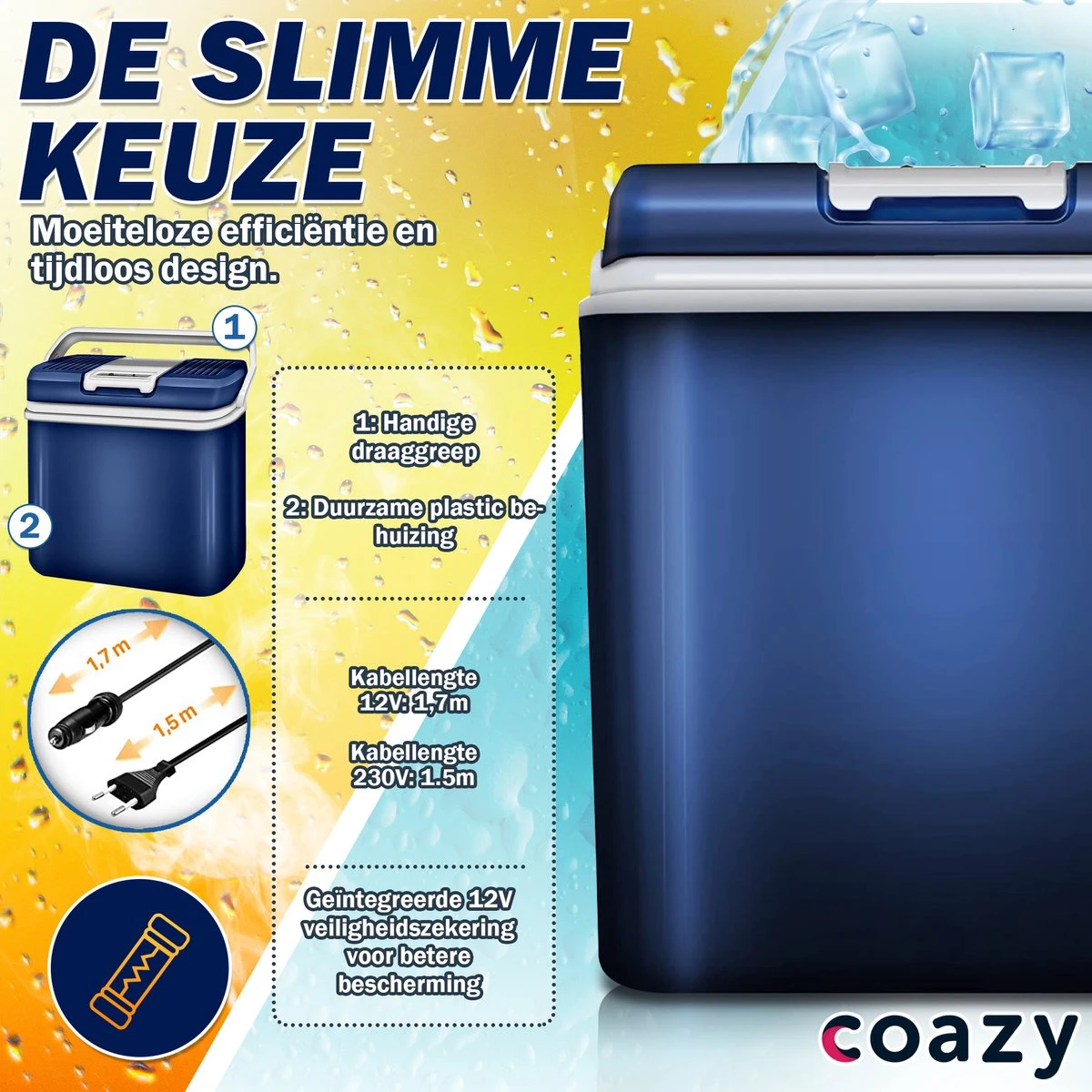 Coazy Koelbox 24L Elektrisch 12v 230 Volt - Met ECO Modus Voor Auto & Camping - Elektrische Frigobox Klein - Verkoelt En Verwarmt - Eco Modus - MiniBar - Electrische Mini Koelkast 5 Coazy Koelbox 24L Elektrisch 12v 230 Volt - Met ECO Modus Voor Auto & Camping - Elektrische Frigobox Klein - Verkoelt En Verwarmt - Eco Modus - MiniBar - Electrische Mini Koelkast - Afbeelding 3