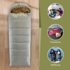 Skandika Dundee Flannel-R Slaapzak – Slaapzakken – Slaapzakken Volwassen - Maat M – Unisex - Katoen, Luxe Kwaliteit, Dubbele Slaapzak, 3 Seizoenen, Tot -20°C - 220 X 80 Cm - Outdoor Kampeerslaapzak – Ritssluiting Rechts - Grijs/geel -Beste Kampeer Winkel 1200x1200 691