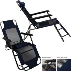 Ligstoel 155x60cm - Opvouwbaar Campingstoel Ligbed Strandstoel Tuinstoel Vouwligstoel Blauw -Beste Kampeer Winkel 1200x1200 86