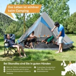 Skandika Tipii II Tent – Tipi-tenten – Teepee – 8 Persoons Campingtent – Muggengaas – 250 Cm Stahoogte – Uitneembare Tentvloer – 3000 Mm Waterkolom – Indische Tent, Partytent, Festivaltent – Outdoor, Camping, Tuin – Kamperen – Grijs/turquoise -Beste Kampeer Winkel 1200x1200 887