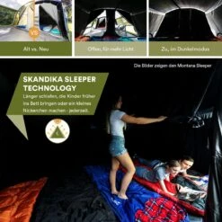 Skandika Nimbus Sleeper 12 Tent – Koepeltenten – 12 Persoons Familietent - Campingtent – Muggengaas – Sleeper Technology (3 Extra Donkere Slaapcabines) – 760 X 630 X 215 Cm (LxBxH) – 5000 Mm Waterkolom – Camping, Tuin – Kamperen – Blauw/wit -Beste Kampeer Winkel 1200x1200 895