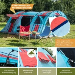 Skandika Gotland Tunneltent Voor 6 Personen, Grote Familietent In Racing-design, Ingenaaide Tentbodem, Waterdicht, 5000 Mm Waterkolom, Slaapcabine Met Scheidingswand, Muggennet (let Op, Komt Met Kleurfouten) -Beste Kampeer Winkel 1200x1200 918