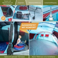 Skandika Gotland Tunneltent Voor 6 Personen, Grote Familietent In Racing-design, Ingenaaide Tentbodem, Waterdicht, 5000 Mm Waterkolom, Slaapcabine Met Scheidingswand, Muggennet (let Op, Komt Met Kleurfouten) -Beste Kampeer Winkel 1200x1200 921