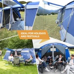Skandika Montana 8 Tent – Tunneltenten – 8 Persoons Tent – Campingtent – 200 Cm Stahoogte – 2-4 Slaapcabines - Muggengaas – Familietent – 4 Ingangen – 700 X 310 X 200 Cm (L X B X H) - 5000 Mm Waterkolom – Outdoor, Camping – Kamperen – Blauw -Beste Kampeer Winkel 1200x1200 955