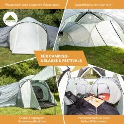 Skandika Bern 4 Koepeltent - Koepeltent - Tenten - 4 Persoons Kampeertent Met Panoramisch Dakraam, 2 Slaapcabines, Grondzeil, 210 Cm Stahoogte, Waterdicht, 4000 Mm Waterkolom - Grote Outdoor Familie Tent, Kampeertent - Grijs -Beste Kampeer Winkel 1200x1200 991