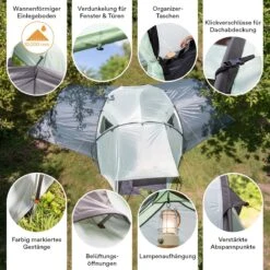 Skandika Bern 4 Koepeltent - Koepeltent - Tenten - 4 Persoons Kampeertent Met Panoramisch Dakraam, 2 Slaapcabines, Grondzeil, 210 Cm Stahoogte, Waterdicht, 4000 Mm Waterkolom - Grote Outdoor Familie Tent, Kampeertent - Grijs -Beste Kampeer Winkel 1200x1200 994