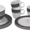 Bo-Camp - Servies - Classic - 16-Delig - Wit/Grijs -Beste Kampeer Winkel 1200x478 2