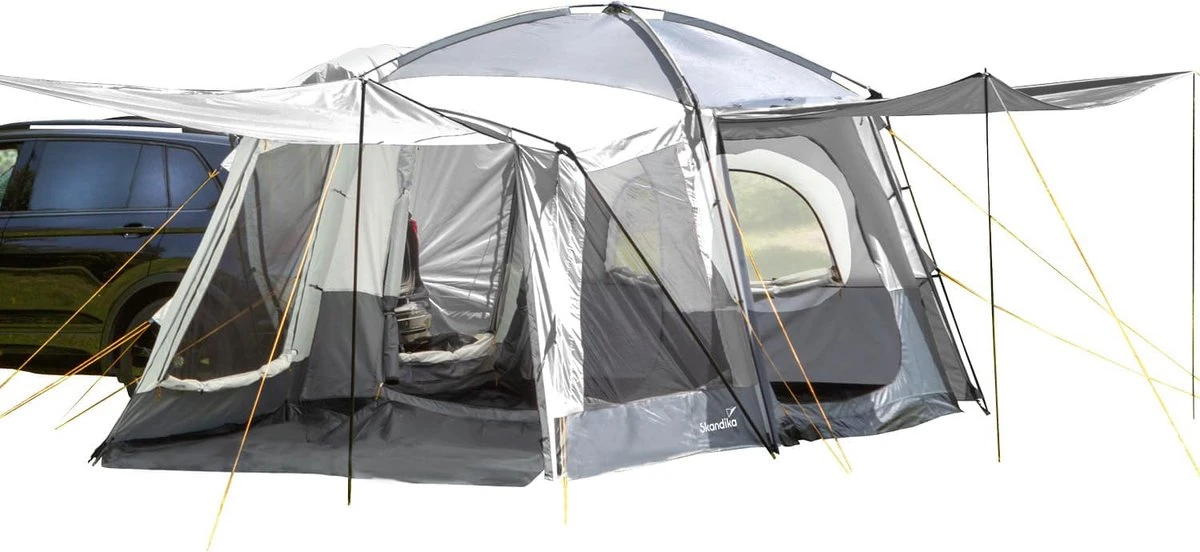 Skandika Pitea XL CROSS Tent – Koepeltenten - Autotent – Campingtent Voor SUV, Caddy, Auto, CUV - Voor Max. 4 Personen – Vrijstaand – Met/zonder Slaapcabine – Max. Stahoogte 230 Cm – 3000mm Waterkolom - 475 X 290 X 230 Cm (LxBxH) – Kamperen - Grijs 3 Skandika Pitea XL CROSS Tent – Koepeltenten - Autotent – Campingtent Voor SUV, Caddy, Auto, CUV - Voor Max. 4 Personen – Vrijstaand – Met/zonder Slaapcabine – Max. Stahoogte 230 Cm – 3000mm Waterkolom - 475 X 290 X 230 Cm (LxBxH) – Kamperen - Grijs