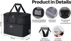 Packaway 4 Laags Geïsoleerde Koeltas - Lunchtas 40 Liter - Zwart -Beste Kampeer Winkel 1200x699 1