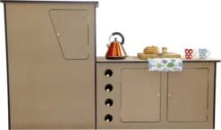 Camper Keuken MDF - Linkerkant EU - Inclusief Kledingstang + Wijnrek - Onbewerkt - Inbouw Kasten Inrichting Kampeerauto Caravan -Beste Kampeer Winkel 1200x709
