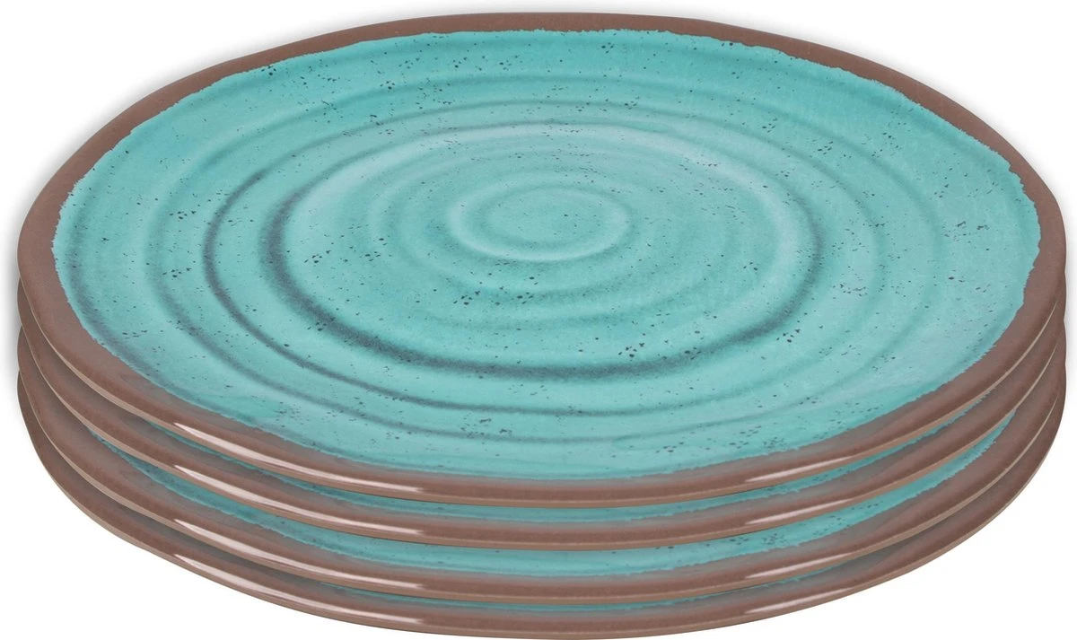Bo-Camp Ontbijtbord - Halo - 100% Melamine - 4 Stuks - Aqua 3 Bo-Camp Ontbijtbord - Halo - 100% Melamine - 4 Stuks - Aqua