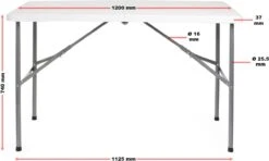 Toboli Klaptafel 120x60x74cm Campingtafel Wit; Bijzettafel, Inklapbare Tafel - Multistrobe -Beste Kampeer Winkel 1200x721
