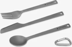 Navaris Campingbestek Van Titanium - Set Met Vork, Mes En Lepel - Bestekset Voor Onderweg En Op Reis - Inclusief Karabijnhaak En Bewaarzakje -Beste Kampeer Winkel 1200x781