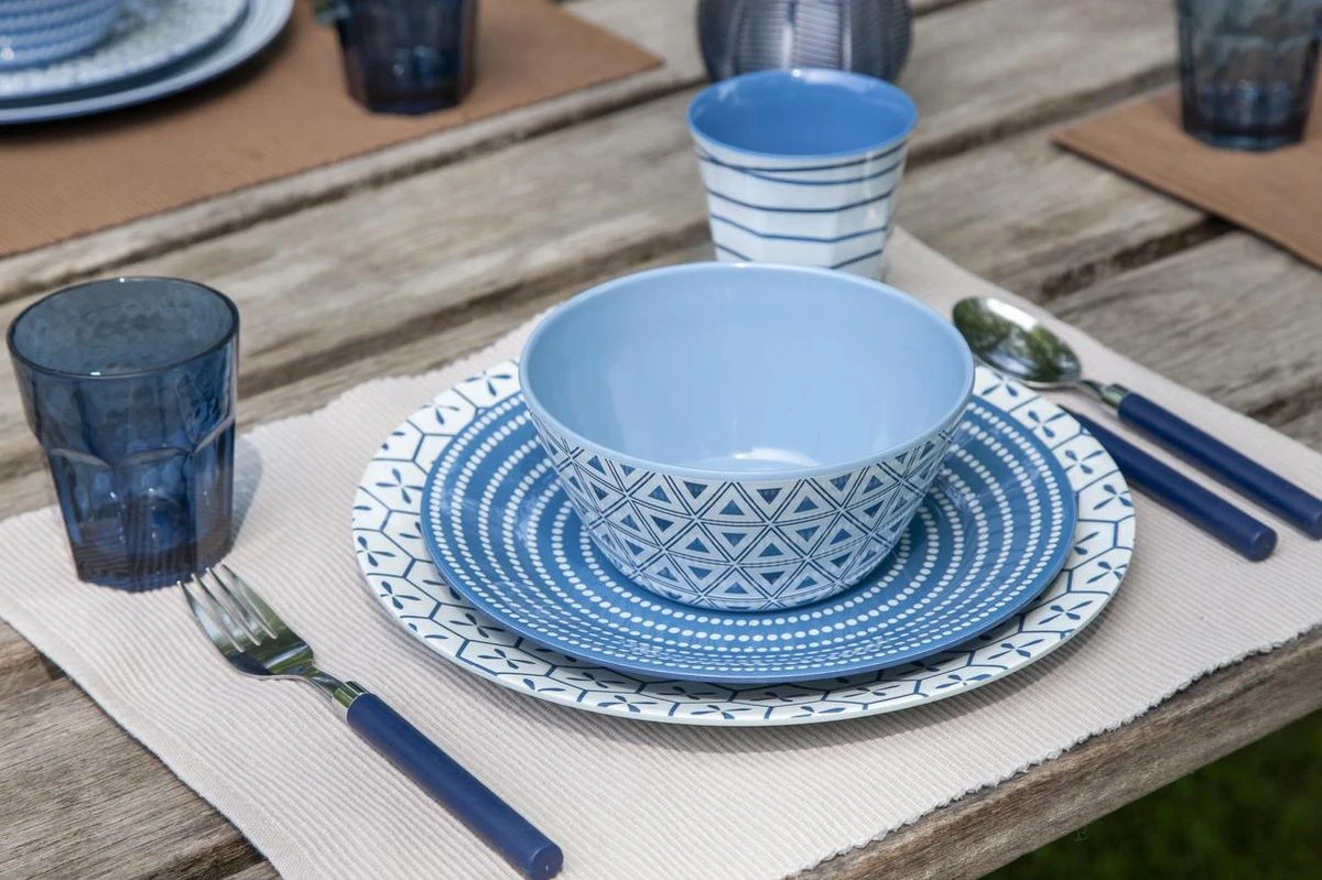 Bo-Camp - Servies - Mix & Match- 16-Delig - Blauw 14 Bo-Camp - Servies - Mix & Match- 16-Delig - Blauw - Afbeelding 12