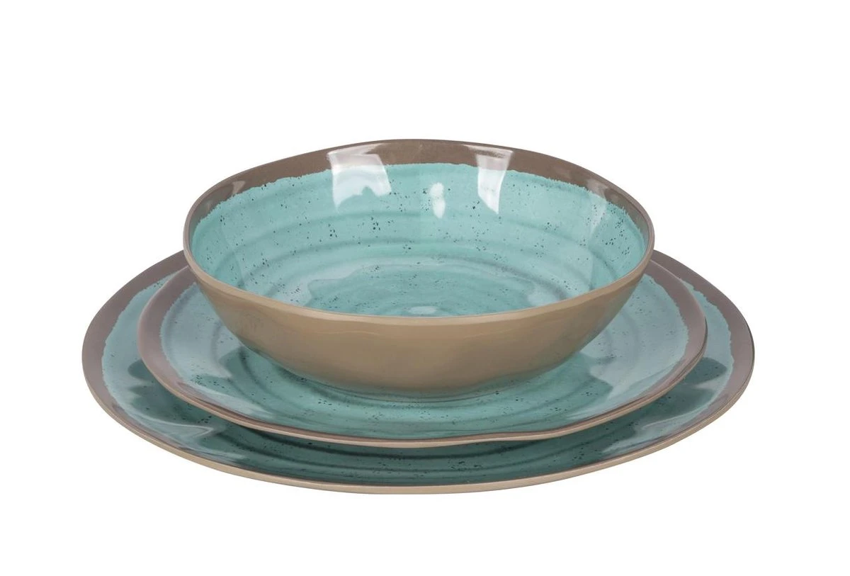 Bo-Camp Servies Halo - 12 Delig Melamine - Aqua 9 Bo-Camp Servies Halo - 12 Delig Melamine - Aqua - Afbeelding 7