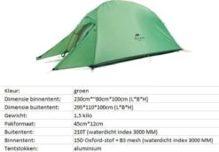 Cloud Up 1 Upgraded - Naturehike® - 1 Persoons Tent - Lichtgewicht Tent - Incl. Grondzeil - 210T 3000mm - Outdoor - Waterdicht - Hiking & Wandelen -Beste Kampeer Winkel 1200x830 2