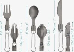 Navaris Campingbestek Van Titanium - Set Met Vork, Mes En Lepel - Inklapbaar - Bestekset Voor Onderweg - Inclusief Karabijnhaak En Bewaarzakje -Beste Kampeer Winkel 1200x852 2