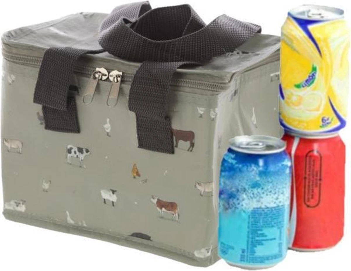 Kleine Koeltas Voor Lunch Grijs Met Boerderij Dieren Print 16 X 21 X 14 Cm 4,7 Liter - Koeltassen 6 Kleine Koeltas Voor Lunch Grijs Met Boerderij Dieren Print 16 X 21 X 14 Cm 4,7 Liter - Koeltassen - Afbeelding 4