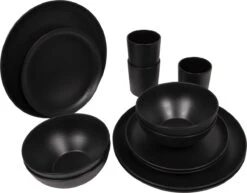 Bo-Camp Industrial - Servies - Orville - Campingbord - 16-delig - Mat Zwart -Beste Kampeer Winkel 1200x938 3