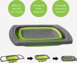 Buxibo - 3-Delige Keuken Vergiet Set Inklapbaar Groen/Grijs -Beste Kampeer Winkel 1200x979 2