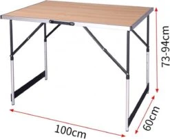 Kamyra® Campingtafel Inklapbaar - Kampeertafel, Partytafel - Opvouwbaar, Lichtgewicht & In Hoogte Verstelbaar - Aluminium/Hout -Beste Kampeer Winkel 1200x984