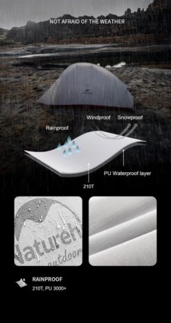 Cloud Up 1 Upgraded - Naturehike® - 1 Persoons Tent - Lichtgewicht Tent - Incl. Grondzeil - 210T 3000mm - Outdoor - Waterdicht - Hiking & Wandelen -Beste Kampeer Winkel 637x1200 1