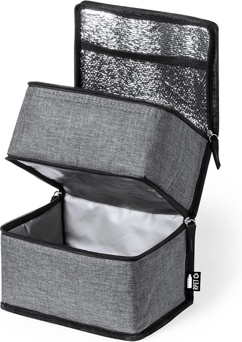 Merkloos Koeltas Met Dubbel Compartiment - Lunchtas - Koeltasje Lunch - Koelelementen - Koud - Warm - Isolatie - Volwassenen - Dames - Heren - 14 X 22 Cm - Polyester - RPET - Aluminium - Grijs 8 Merkloos Koeltas Met Dubbel Compartiment - Lunchtas - Koeltasje Lunch - Koelelementen - Koud - Warm - Isolatie - Volwassenen - Dames - Heren - 14 X 22 Cm - Polyester - RPET - Aluminium - Grijs - Afbeelding 6