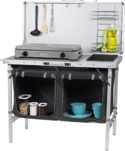 Campart Campingkeuken KI-0757 – Complete Keuken En Campingkast – Opvouwbaar En Inclusief Draagtas - Grijs