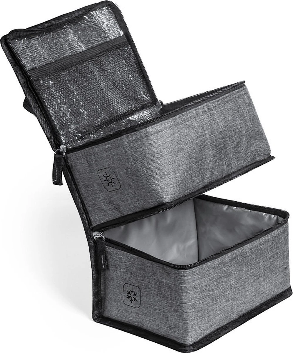 Merkloos Koeltas Met Dubbel Compartiment - Lunchtas - Koeltasje Lunch - Koelelementen - Koud - Warm - Isolatie - Volwassenen - Dames - Heren - 14 X 22 Cm - Polyester - RPET - Aluminium - Grijs 5 Merkloos Koeltas Met Dubbel Compartiment - Lunchtas - Koeltasje Lunch - Koelelementen - Koud - Warm - Isolatie - Volwassenen - Dames - Heren - 14 X 22 Cm - Polyester - RPET - Aluminium - Grijs - Afbeelding 3